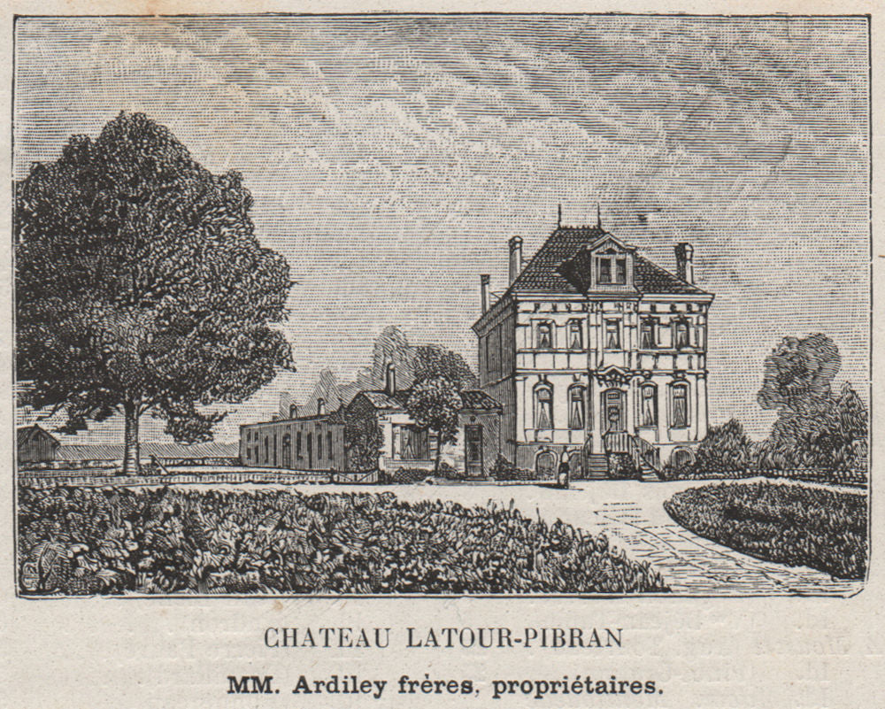 MÉDOC. PAUILLAC. Chateau Latour-Pibran. Ardiley. Bordeaux. SMALL 1908 print